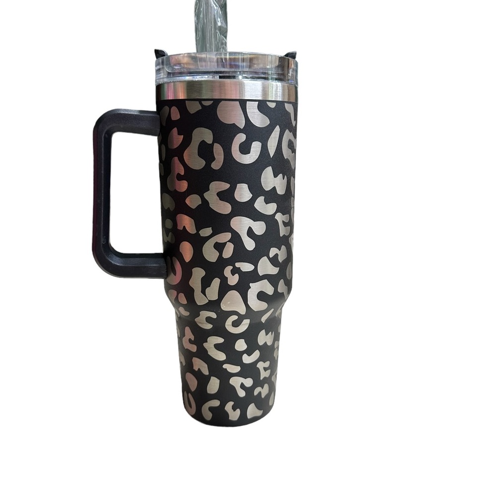 Leopard Print Travel Mug with Handle
